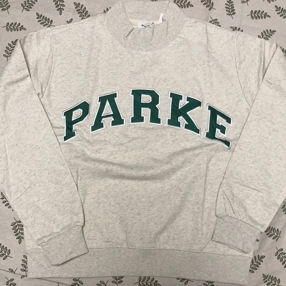 Parke Heather Grey Neck Forest Green Varsity Logo Sweatshirt size XXL